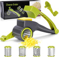 Cheese Grater,Handheld Rotary Cheese Grater with 4 Stainless Steel Drums,Kitchen Graters Hand Crank for Cheese, Vegetables,Nuts,Chocolate
