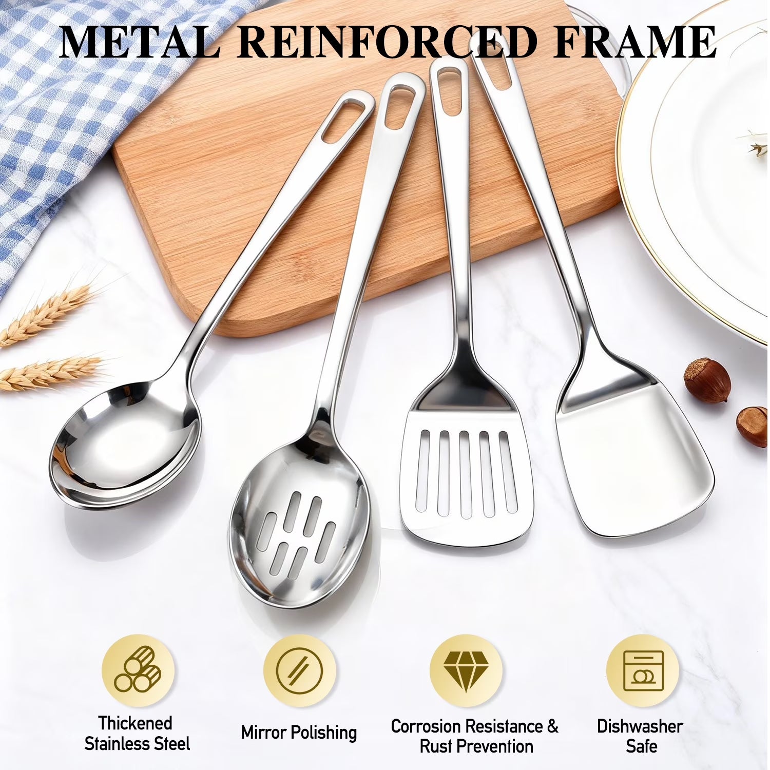 4 Pcs Cooking Utensils Set | Stainless Steel Kitchen Utensils