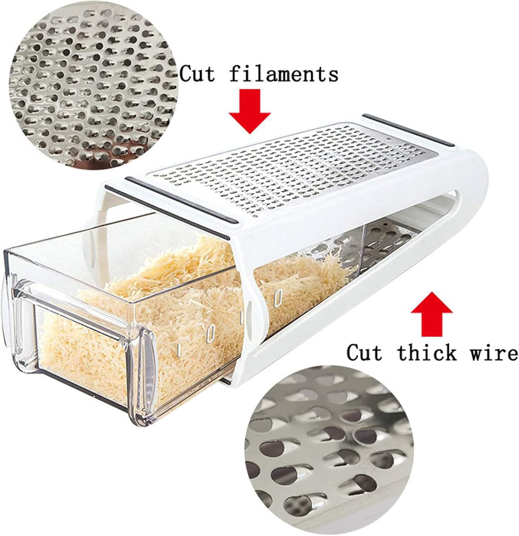 Cheese Grater, Multipurpose Kitchen Box Grater Food Grater Vegetable Shredder with Storage Container for Cheese, Vegetables, Ginger, Garlic (1)