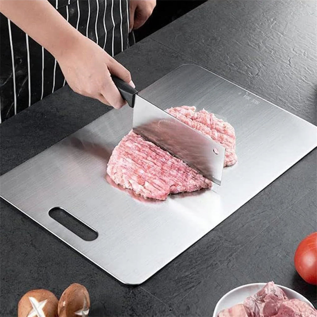 Stainless Steel Cutting Boards for Kitchen,3Pcs SUS304 Cutting Boards for Kitchen,Double-Sided Food Grade Cutting Board,Cutting Meat,Cheese,Vegetable,Fruit