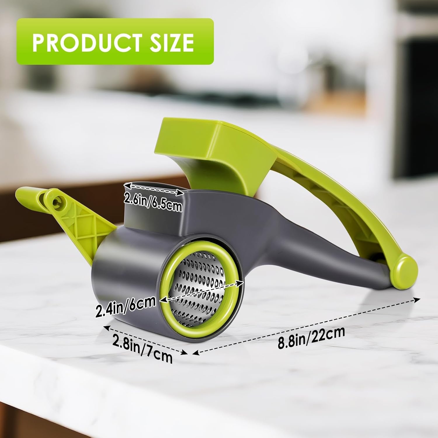 Cheese Grater,Handheld Rotary Cheese Grater with 4 Stainless Steel Drums,Kitchen Graters Hand Crank for Cheese, Vegetables,Nuts,Chocolate
