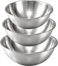 Stainless Steel Mixing Bowls Set - 3-Piece (1.5, 2.2 & 3.4 Qt) | Food-Grade Metal | Dishwasher Safe | Stackable Nesting & Space-Saving