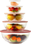 Glass Mixing Bowls with Lids 5 PCS Set | Glass Bowls for Kitchen Service, Baking, Meal Prepping and Salad | BPA Free, Microwave, Dishwasher and Oven Safe