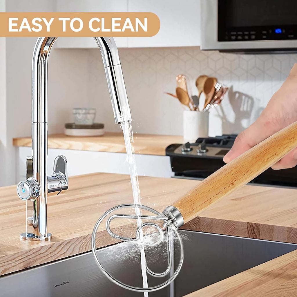 Danish Dough Whisk - Stainless Steel Whisk with Wooden Handle