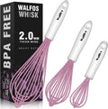 Whisk, Silicone Whisks for Cooking & Baking Non Scratch Rubber Coated Pink Whisk for Non-Stick Wisk, Perfect for Frothing, Blending, Beating and Whisking (3Pack Pink)
