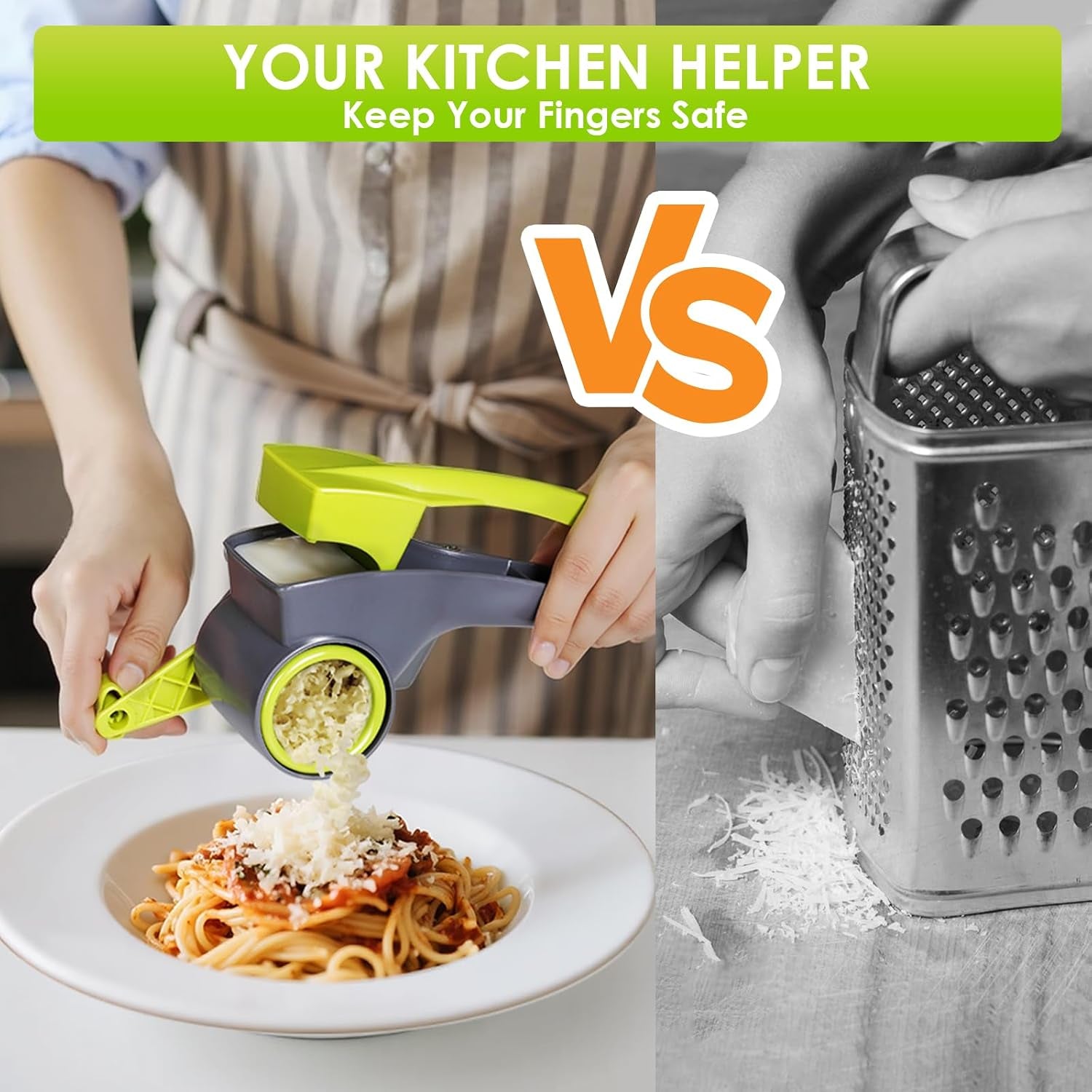 Cheese Grater,Handheld Rotary Cheese Grater with 4 Stainless Steel Drums,Kitchen Graters Hand Crank for Cheese, Vegetables,Nuts,Chocolate