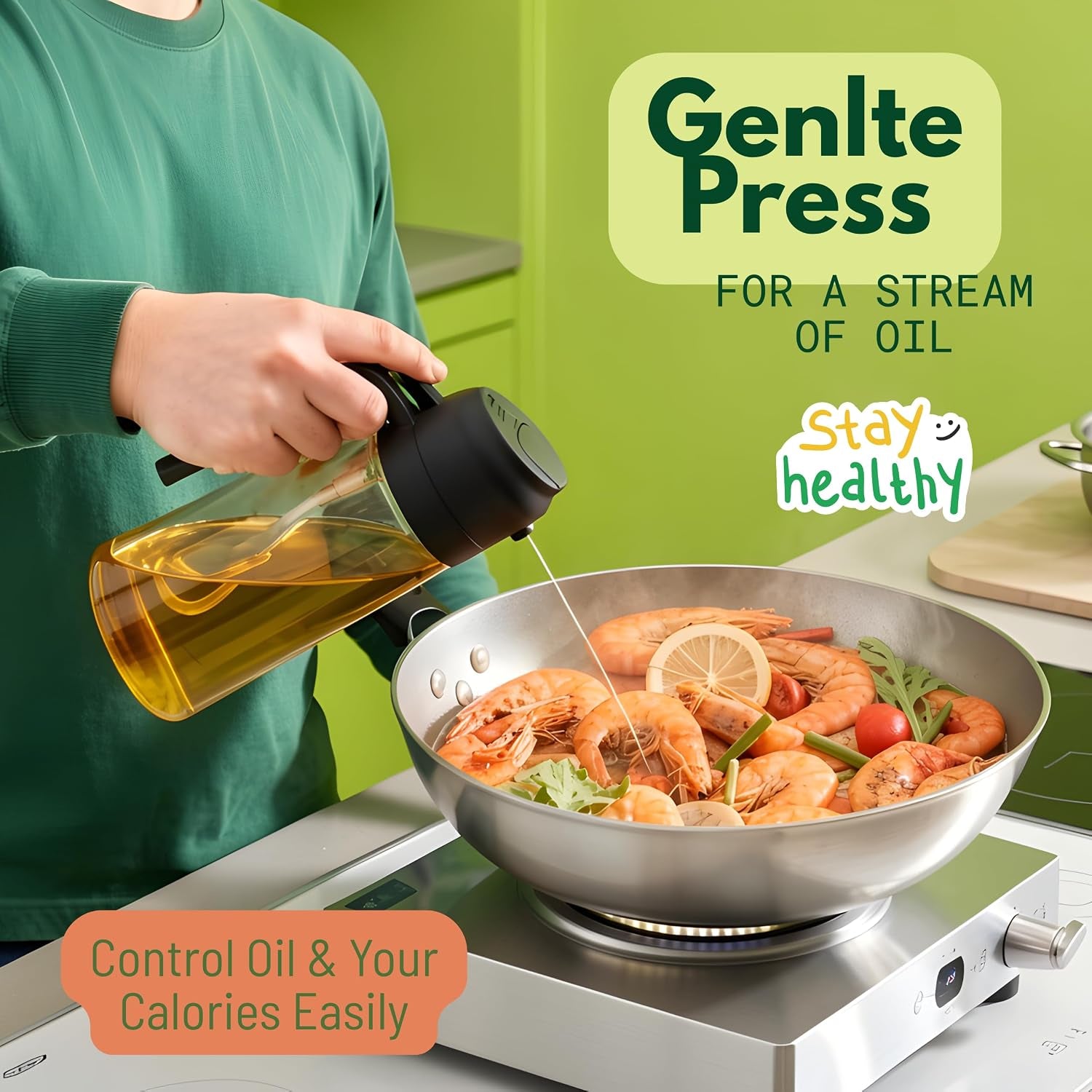 Glass Oil Sprayer & Dispenser (Black Handle)