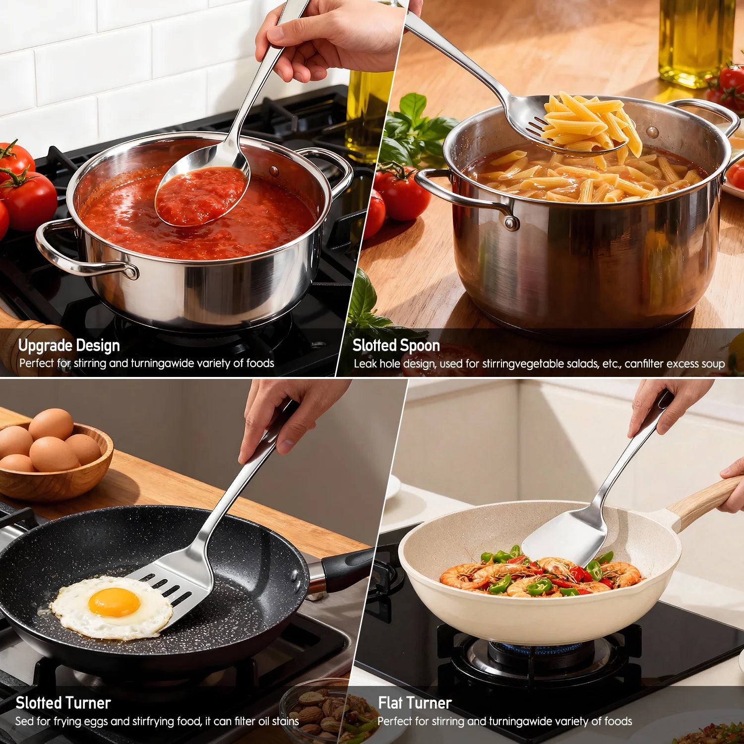 4 Pcs Cooking Utensils Set | Stainless Steel Kitchen Utensils